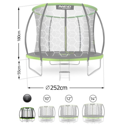 Trampolina ogrodowa profilowana 8ft/252cm z siatką wewnętrzną Neo-Sport