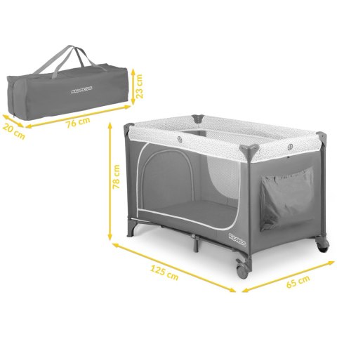 Łóżeczko turystyczne + materac + torba 125x65x78cm RK-241 szare