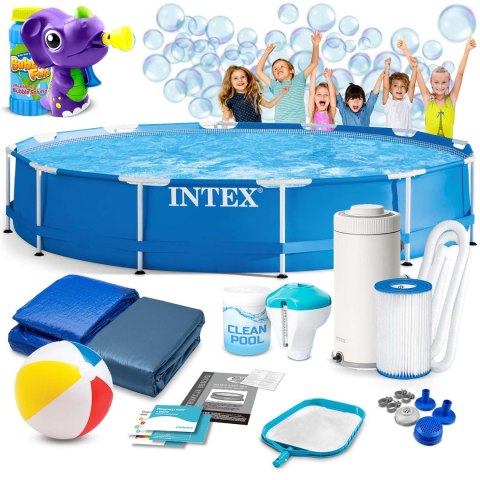Basen ogrodowy stelażowy 366 x 76 cm 16w1 INTEX 28212 + maszynka do baniek GRATIS INTEX