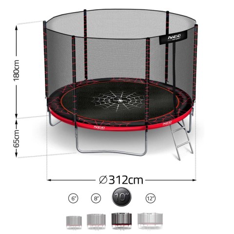 Trampolina ogrodowa 10ft/312cm z siatką zewnętrzną i drabinką Neo-Sport Neo-Sport