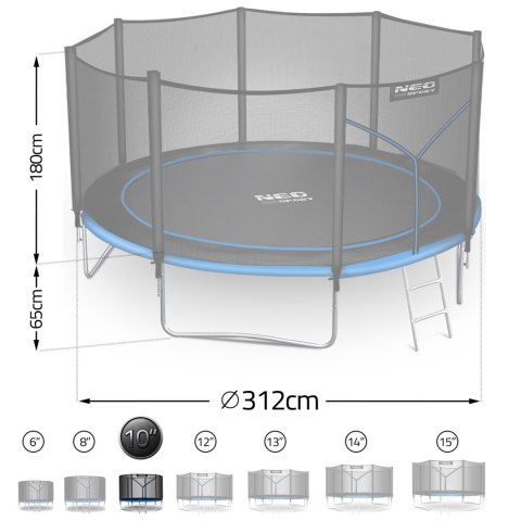 Trampolina ogrodowa 10ft/312cm z siatką zewnętrzną i drabinką Neo-Sport Neo-Sport