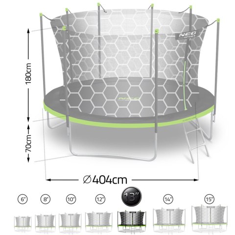 Trampolina ogrodowa 13ft/404cm z siatką wewnętrzną i drabinką Neo-Sport Neo-Sport