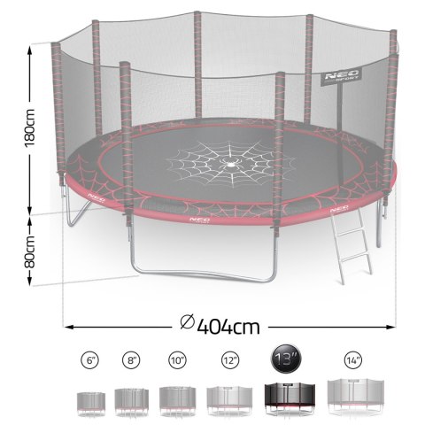 Trampolina ogrodowa 13ft/404cm z siatką zewnętrzną i drabinką Neo-Sport Neo-Sport