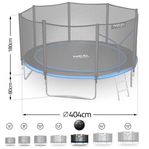 Trampolina ogrodowa 13ft/404cm z siatką zewnętrzną i drabinką Neo-Sport Neo-Sport