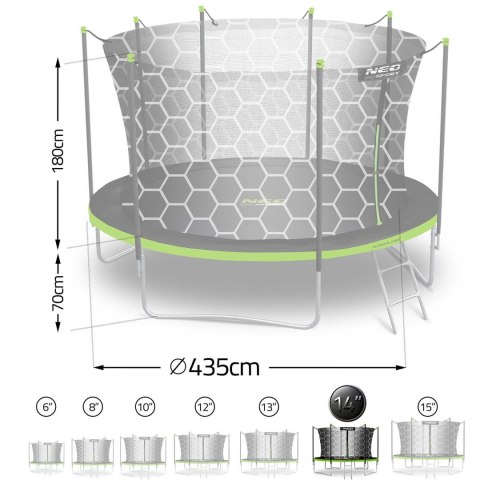 Trampolina ogrodowa 14ft/435cm z siatką wewnętrzną i drabinką Neo-Sport Neo-Sport