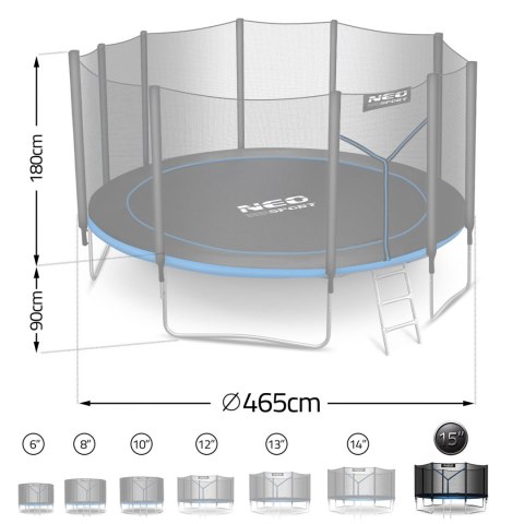 Trampolina ogrodowa 15ft/465cm z siatką zewnętrzną i drabinką Neo-Sport Neo-Sport