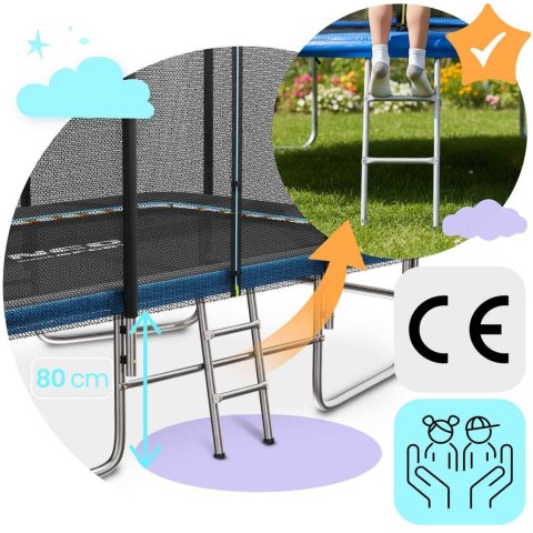 Trampolina ogrodowa prostokątna 10x7ft/305x213cm z siatką zewnętrzną i drabinką Neo-Sport Neo-Sport