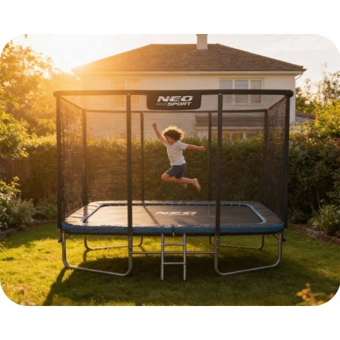 Trampolina ogrodowa prostokątna 10x7ft/305x213cm z siatką zewnętrzną i drabinką Neo-Sport Neo-Sport