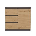 Komoda Malwa 1D3S ANTRACYT DĄB ARTISAN