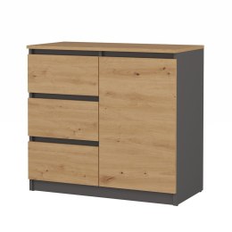 Komoda Malwa 1D3S/BA ANTRACYT DĄB ARTISAN