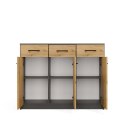 Komoda SIMPLO 3D3S Szafka 3 Szuflady 3 Drzwi ANTRACYT DĄB ARTISAN