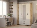 SZAFA AVA 150 CM LUSTRO 2 SZUFLADY RYFLOWANY FRONT DĄB EVOKE KASZMIR BEŻ