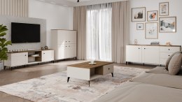 Stolik Kawowy Ława POINT 2S 110 Kaszmir Beż Dąb Castello 2 Szuflady Do Salonu