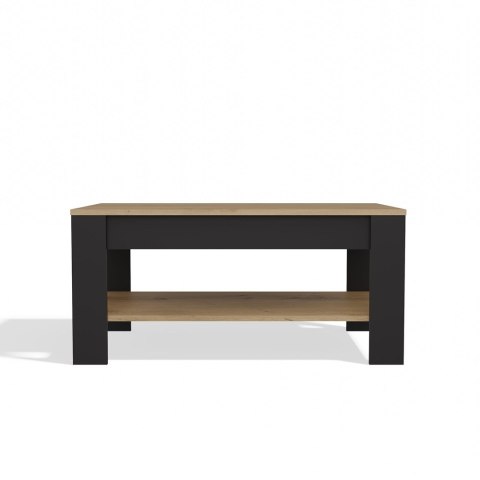 Stolik Kawowy OHIO DĄB ARTISAN CZARNY Ława Półki Do Salonu 93x58x43,5 Cm