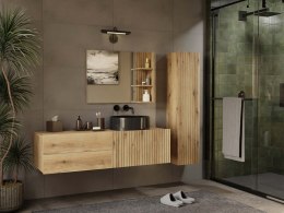 SZAFKA POD UMYWALKĘ TIGO 1D2S DĄB EVOKE 140 CM 2 SZUFLADY RYFLOWANY FRONT WISZĄCA