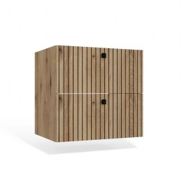 SZAFKA POD UMYWALKĘ TIGO 60 2S DĄB EVOKE 2 SZUFLADY RYFLOWANY FRONT WISZĄCA