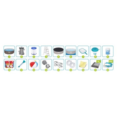 Basen ogrodowy stelażowy 366 x 100 cm zestaw 18w1 Bestway 56709 Bestway