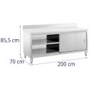 Stół blat roboczy przyścienny z szafką i rantem drzwi suwane 200 x 70 cm