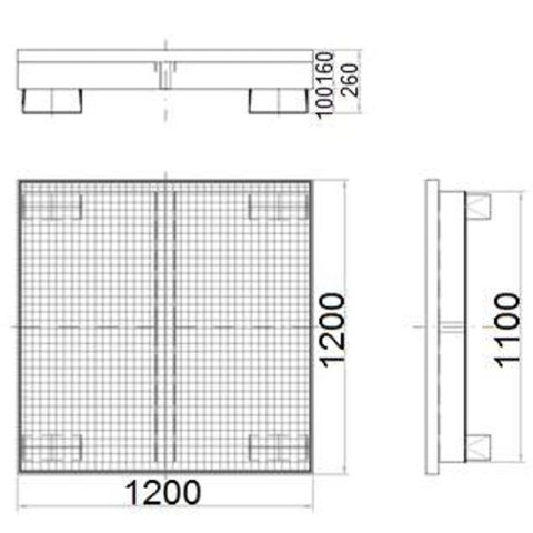 Wanna wychwytowa metalowa na 4 beczki 200L 120x120cm