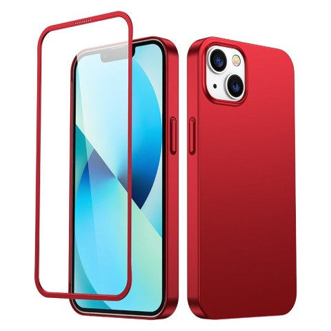 Etui pokrowiec do iPhone 13 obudowa na tył i przód + szkło hartowane czerwony