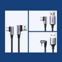 Kątowy kabel przewód w oplocie USB - USB-C Quick Charge 3.0 2m szary