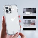 Etui pokrowiec do iPhone 14 Pro pancerna obudowa z haczykami podstawką przezroczysty
