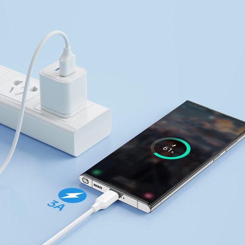 Kabel do ładowania i transmisji danych USB-A - USB-C 3A 2m biały