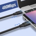 Kabel przewód USB Typ C do ładowania i transferu danych 3A 1m czarny