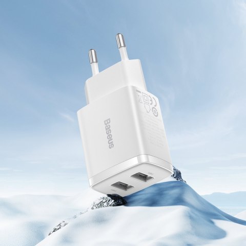 Mała ładowarka sieciowa Compact 2x USB 10.5W biały