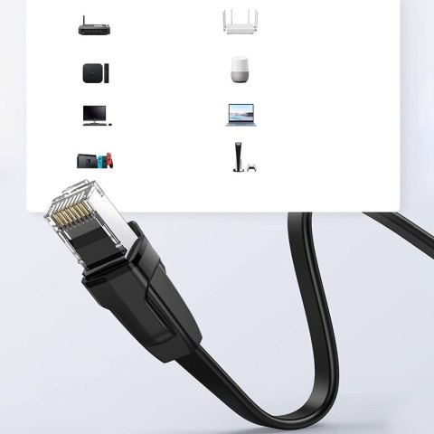 Płaski kabel sieciowy patchcord LAN RJ45 Ethernet Cat. 6 5m czarny