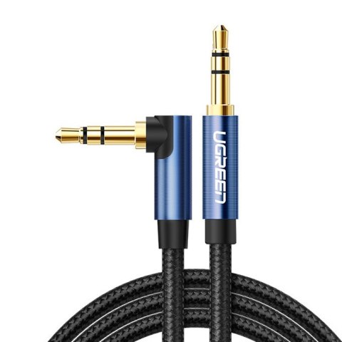 Przewód kabel kątowy AUX 2x mini jack 3.5mm 1.5m niebieski