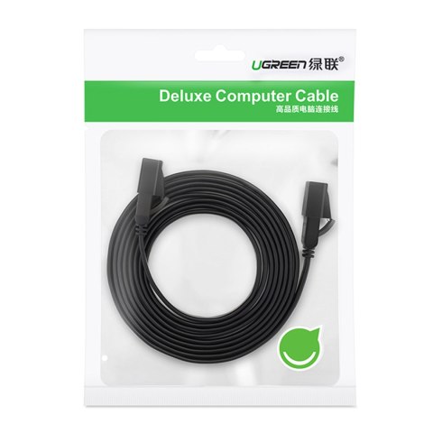Kabel sieciowy internetowy płaski patchcord U/FTP Cat. 7 10Gb/s 0.5m czarny
