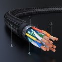 Kabel przewód audio wideo HDMI 2.0 4K wytrzymały w oplocie 1m czarny