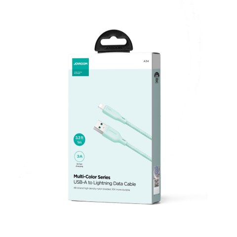 Kabel przewód do iPhone Multi-Color Series USB-A - Lightning 3A 1m zielony