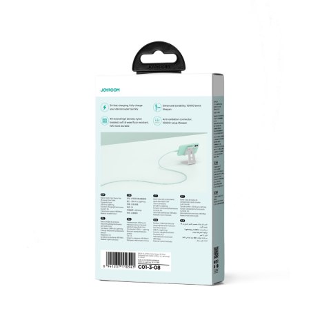 Kabel przewód do iPhone Multi-Color Series USB-A - Lightning 3A 1m zielony