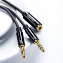 Przejściówka rozdzielacz AUX 3.5 mm mini jack na mikrofon i słuchawki czarny