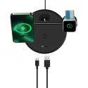 3w1 stojak ładowarka indukcyjna do iPhone Apple Watch AirPods + kabel USB-C 1m czarny
