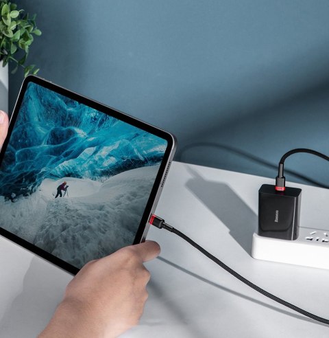 Nylonowy mocny kabel przewód USB-C PD 100W 20V 5A 2m czarny