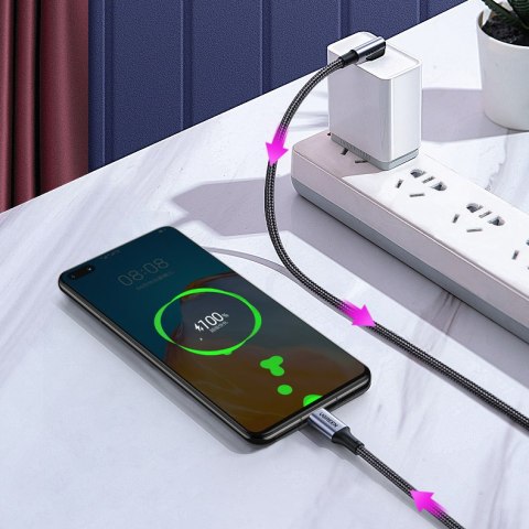 Kabel przewód kątowy USB-C PD QC 100W 5A 1m czarny