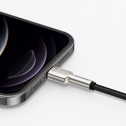 Kabel przewód Cafule Series Metal Data USB-A - iPhone Lightning 2.4A 1m - czarny