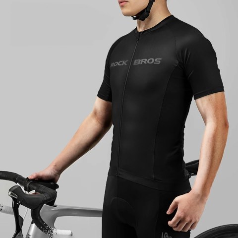 Koszulka rowerowa rozpinana z krótkim rękawem XL - czarna