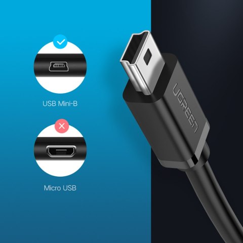 Adapter przejściówka mini USB-B (męski) - USB-A (żeński) OTG 10cm - szary