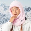 Ciepła kominiarka z futerka zimowa narciarska Arctic Velvet rozmiar L - różowa