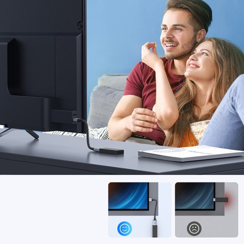 Kabel przedłużacz przewód HDMI (męski) / HDMI (żeński) 8K 15cm - szary