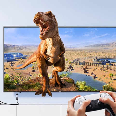 Kabel przedłużacz przewód HDMI (męski) / HDMI (żeński) 8K 15cm - szary