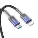 Kabel przewód Crystal-Clear Series 30W USB-C - iPhone Lightning 1.2m - czarny