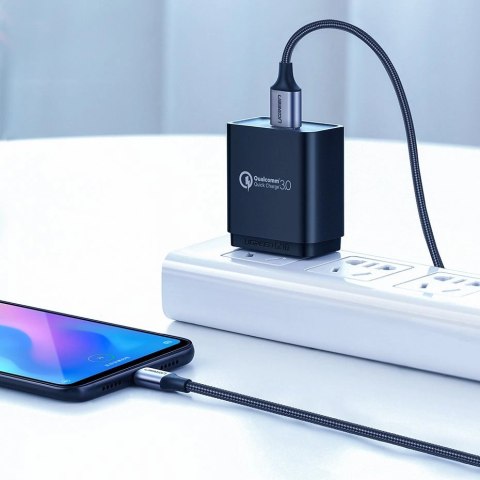 Kabel przewód USB-A - USB-C QC 3.0 3A 1.5m - szary