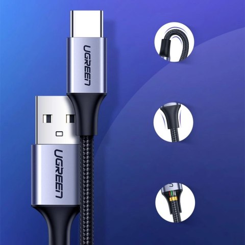 Kabel przewód USB-A - USB-C QC 3.0 3A 1.5m - szary