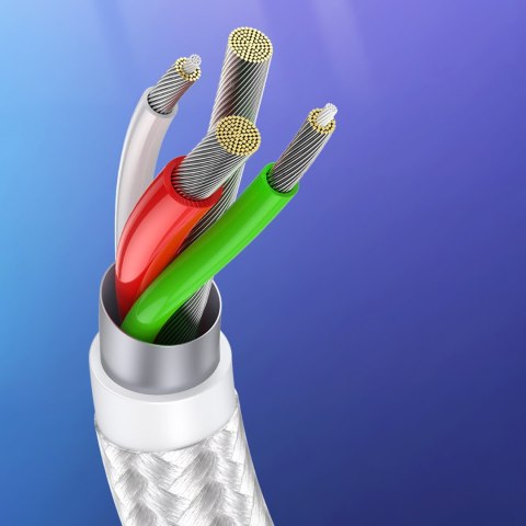 Kabel przewód w oplocie USB-A - USB-C QC 3.0 3A 0.5m - biały