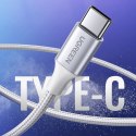 Kabel przewód w oplocie USB-A - USB-C QC 3.0 3A 1m - biały